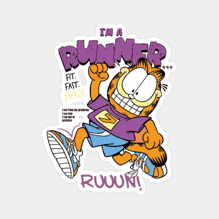 Garfield Runner Mode Fit Fast Fierce Energy Sticker