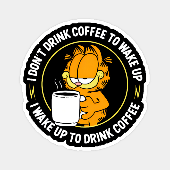 Garfield Wakes Up Only for Coffee Sticker