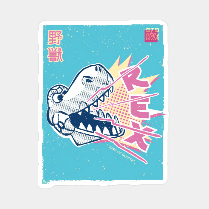 Japanese Samurai Dino Rex Roar Sticker