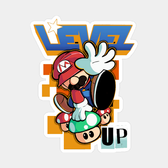 Level Up Super Mario Retro Gaming Adventure Sticker