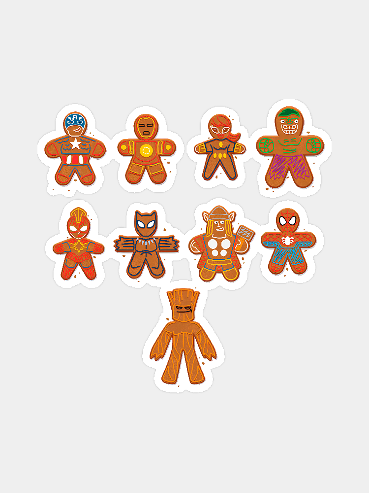 Marvel Avengers Gingerbread Lineup Sticker