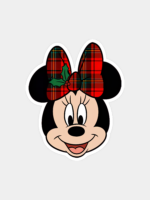 Minnie Mouse Christmas Bow – Holly Plaid Disney Holiday Sticker
