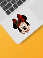 Minnie Mouse Christmas Bow – Holly Plaid Disney Holiday Sticker