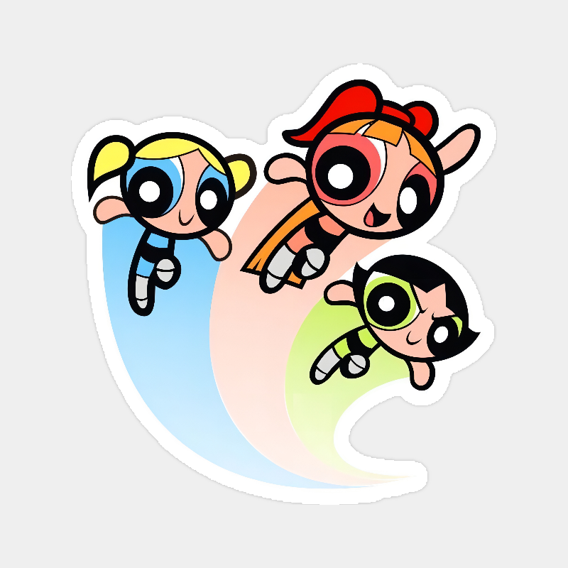 Powerpuff Rainbow Flight Sticker