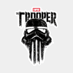 Punisher Style Trooper Skull Power and Grit Sticker
