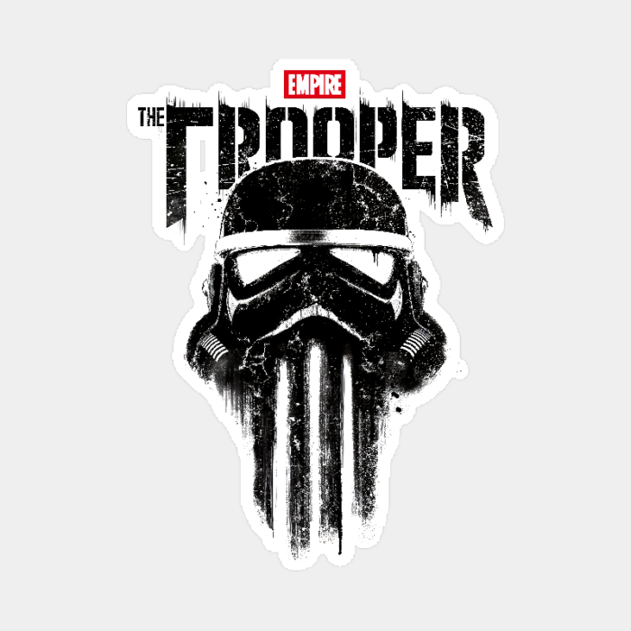 Punisher Style Trooper Skull Power and Grit Sticker