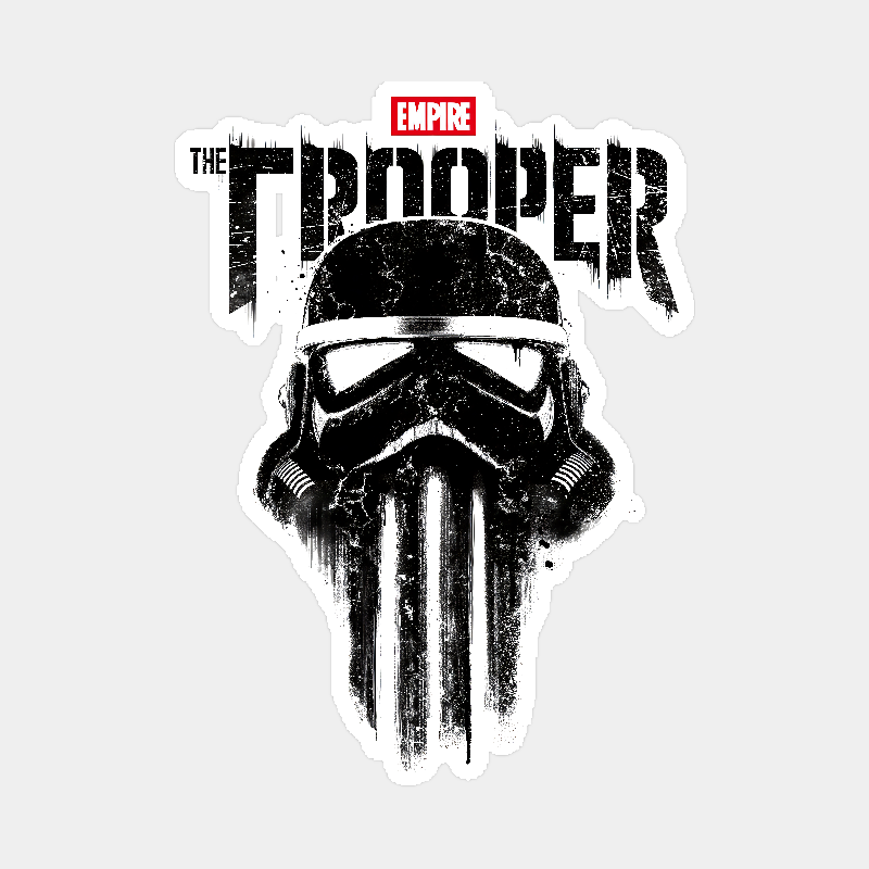 Punisher Style Trooper Skull Power and Grit Sticker