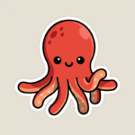 Red Cute Octopus Sticker