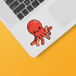 Red Cute Octopus Sticker