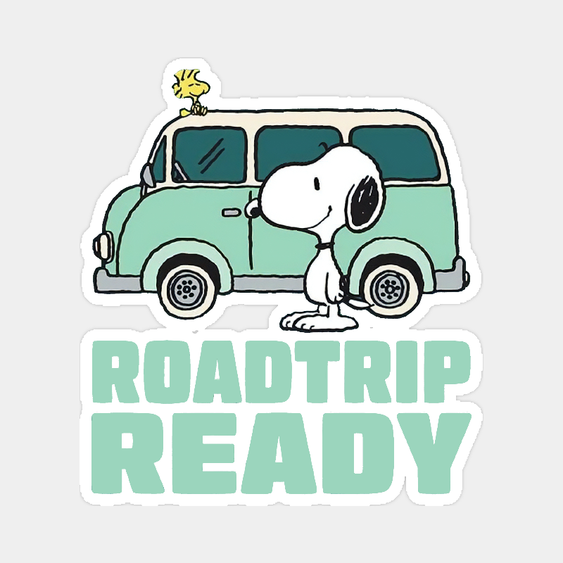 Roadtrip Ready Snoopy and Woodstock Adventure Van Sticker