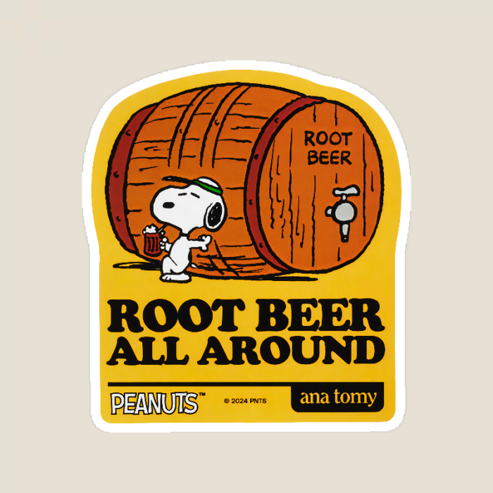 Root Beer Cheers with Snoopy and Friends Peanuts Sticker