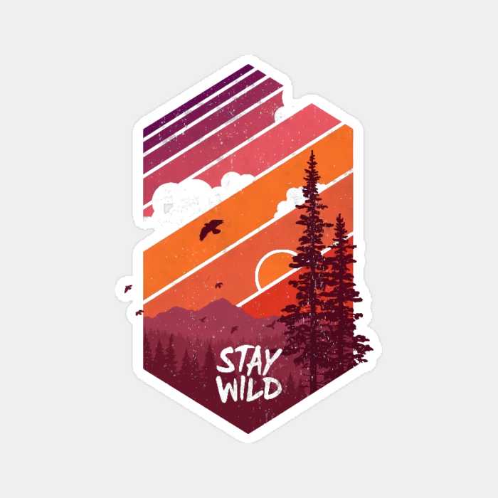 Stay Wild Mountain Forest Wilderness Silhouette Sticker