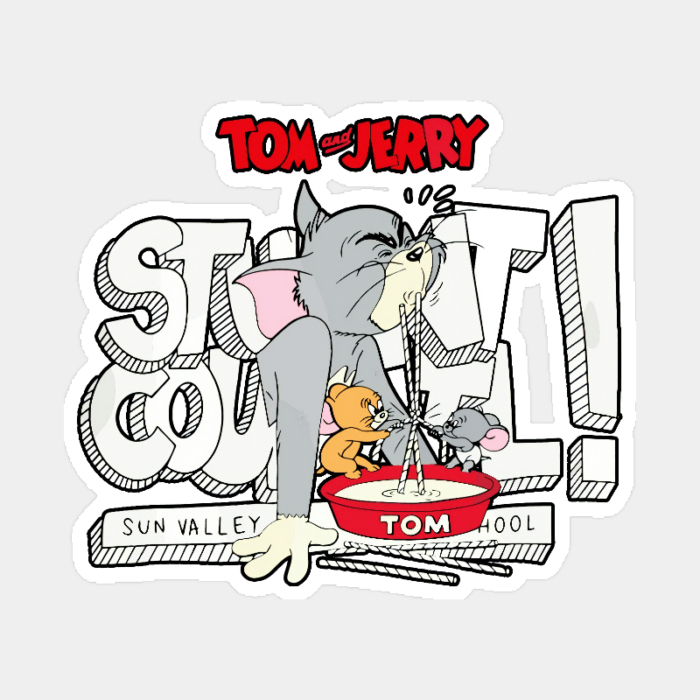 Tom Vs Jerry Slurpy Milk Battle Retro Sticker