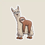 Trendy Funky Cartoon Chill Out Sloth Riding Llama Sticker