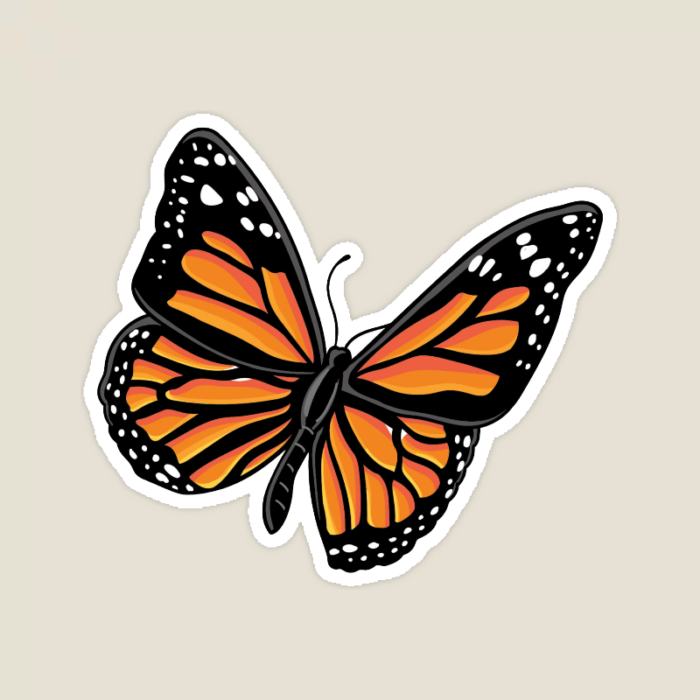 Vibrant Monarch Butterfly Art Sticker