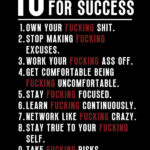 10 Fucking Rules for Success motivational Quote Poster