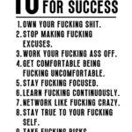 10 Fucking Rules for Success motivational Quote Poster
