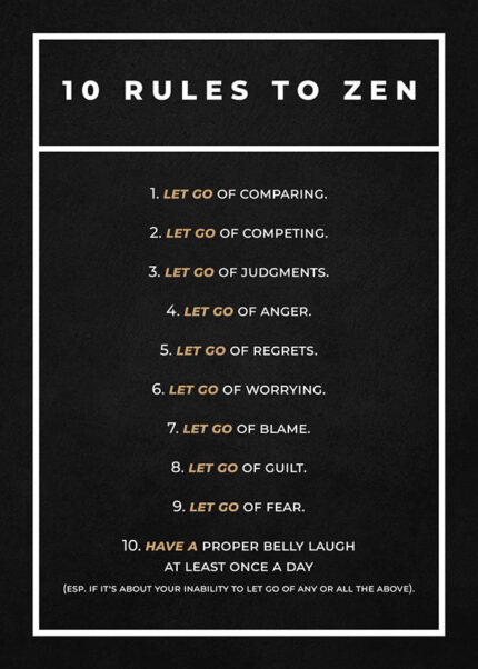 10 Rules to Zen motivational Quote Poster