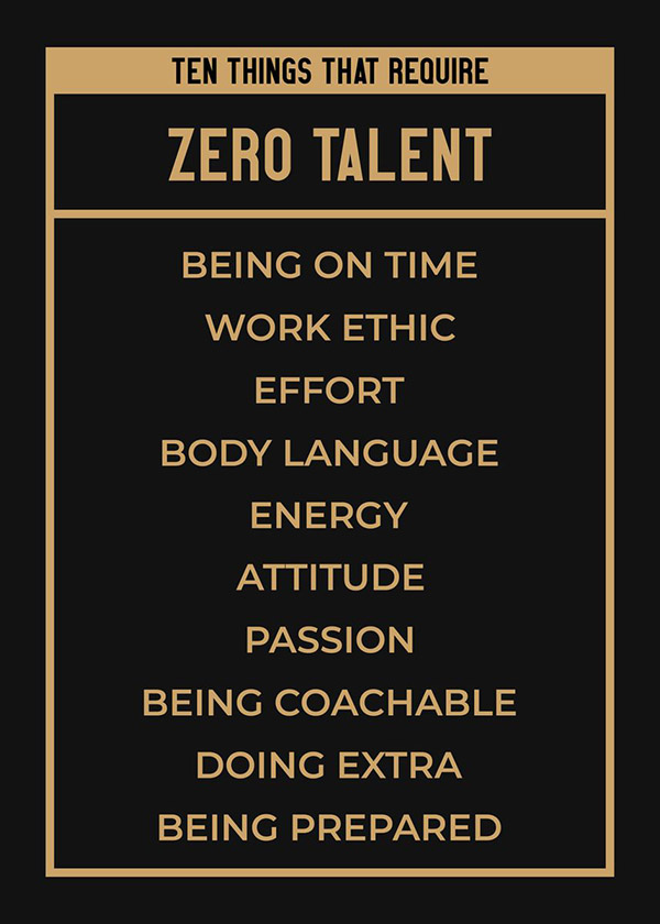 10 things that require Zero Talent motivational Quote Poster