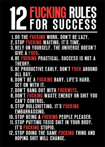 12 Fucking Rules for success Poster