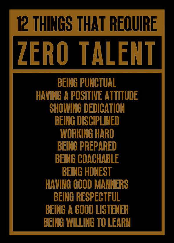 12 things that require Zero talent motivational Quote Poster