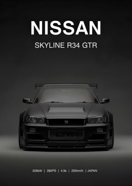 black Nissan Skyline R34 GTR Car