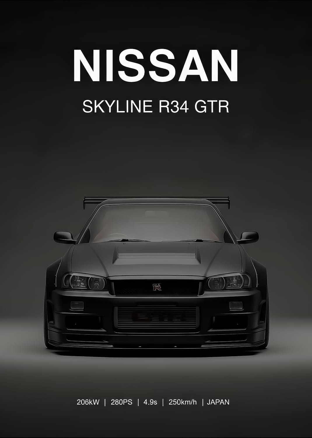 black Nissan Skyline R34 GTR Car