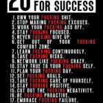20 Fucking Rules for Success motivational Quote Poster