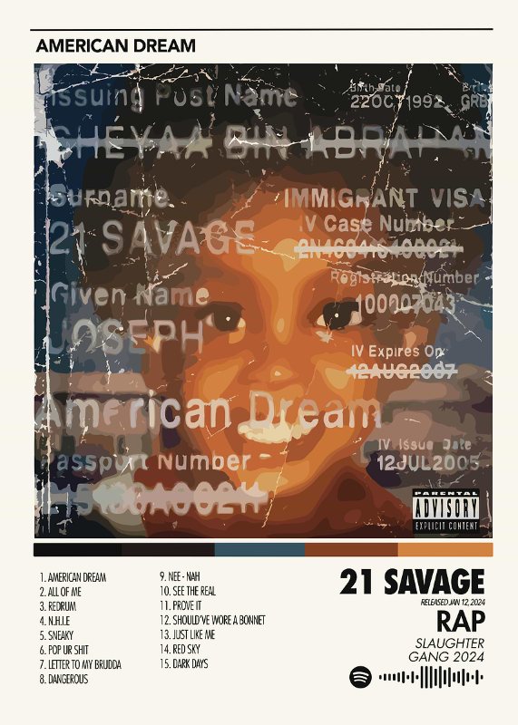 21 Savage American Dream Solo Leveling Poster