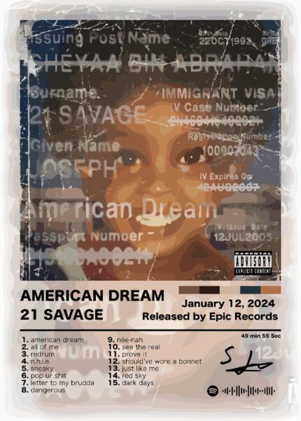 21 Savage American Dream Music Poster