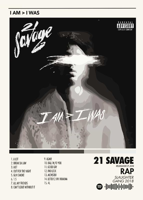 21 Savage I Am I Was Music Poster