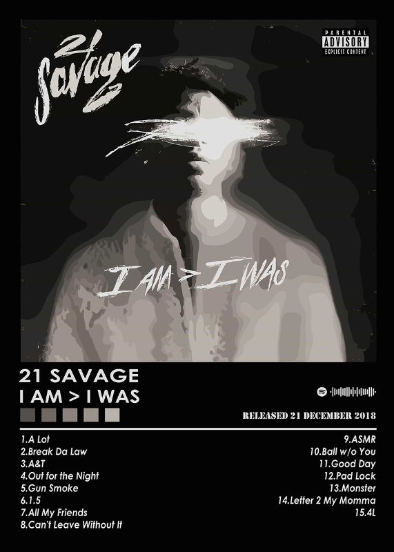21 Savage I Am I Was Music Poster
