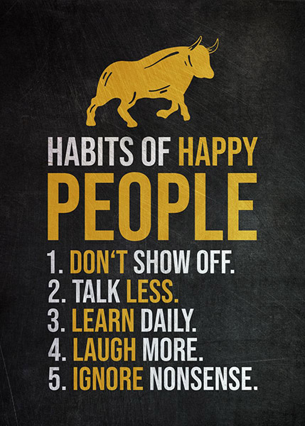 5 Habits of Happy People Success Poster