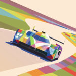 Colorful Race Car on Track
