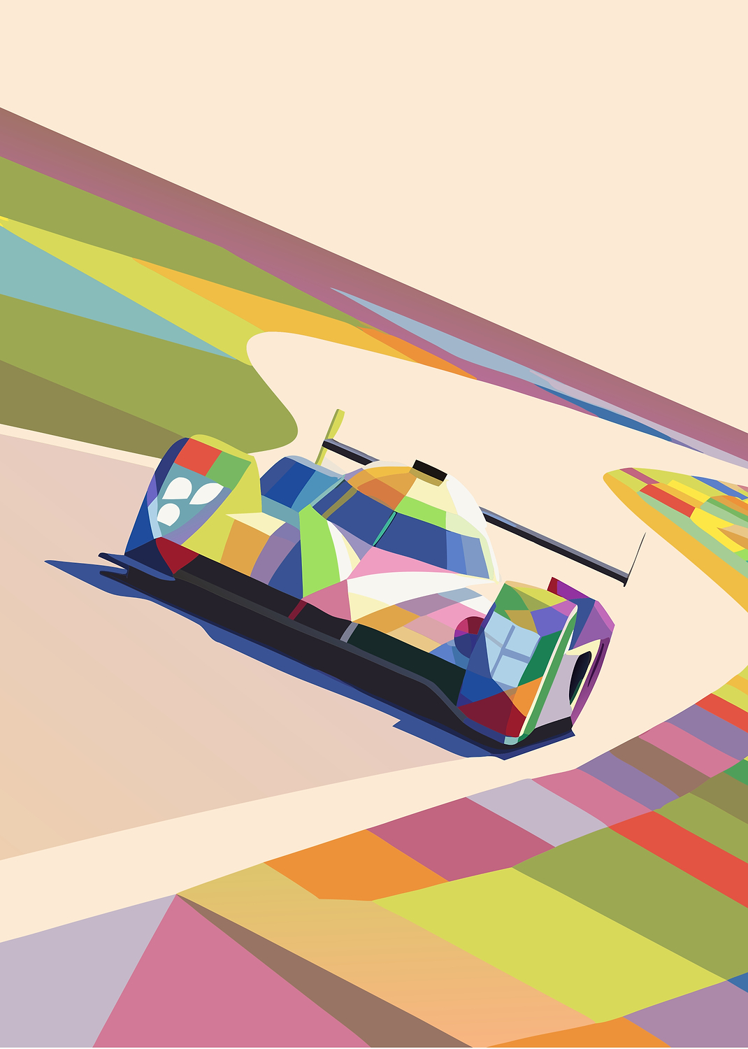 Colorful Race Car on Track