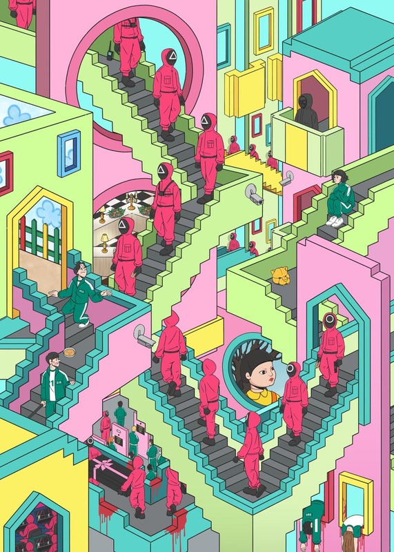 Staircase Squid Game Poster