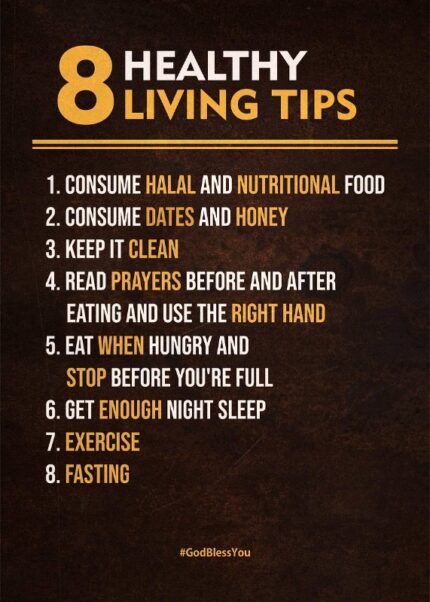 8 Healthy Living Tips Poster