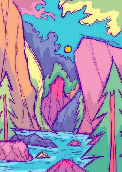 A Lake Amongst The Rocks Spring Vibes Poster