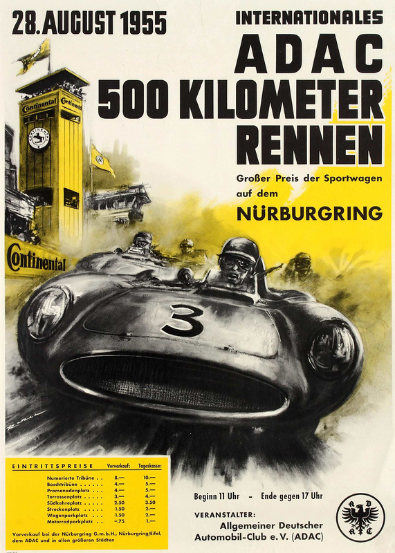 ADAC 500 Kilometer Rennen 28 August 1955 Nurburgring Poster