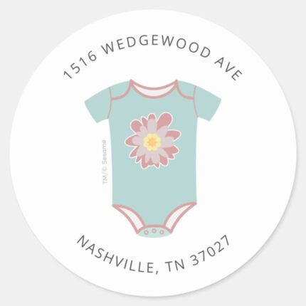 Abby Cadabby Bodysuit Baby Shower Address Classic Round Sticker