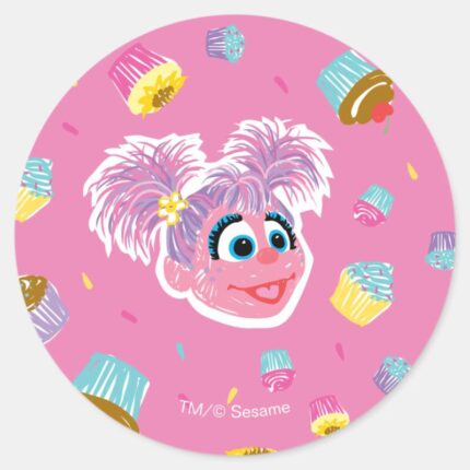 Abby Cadabby Cupcake Party Pattern Classic Round Sticker