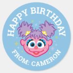 Abby Smiling Face Happy Birthday Classic Round Sticker
