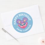 Abby Smiling Face Happy Birthday Classic Round Sticker