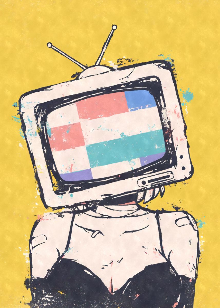 Abstract TV Head Woman Poster