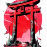 Abstract Torii Gate Japan Poster