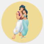 Aladdin And Jasmine Hugging 2 Classic Round Sticker