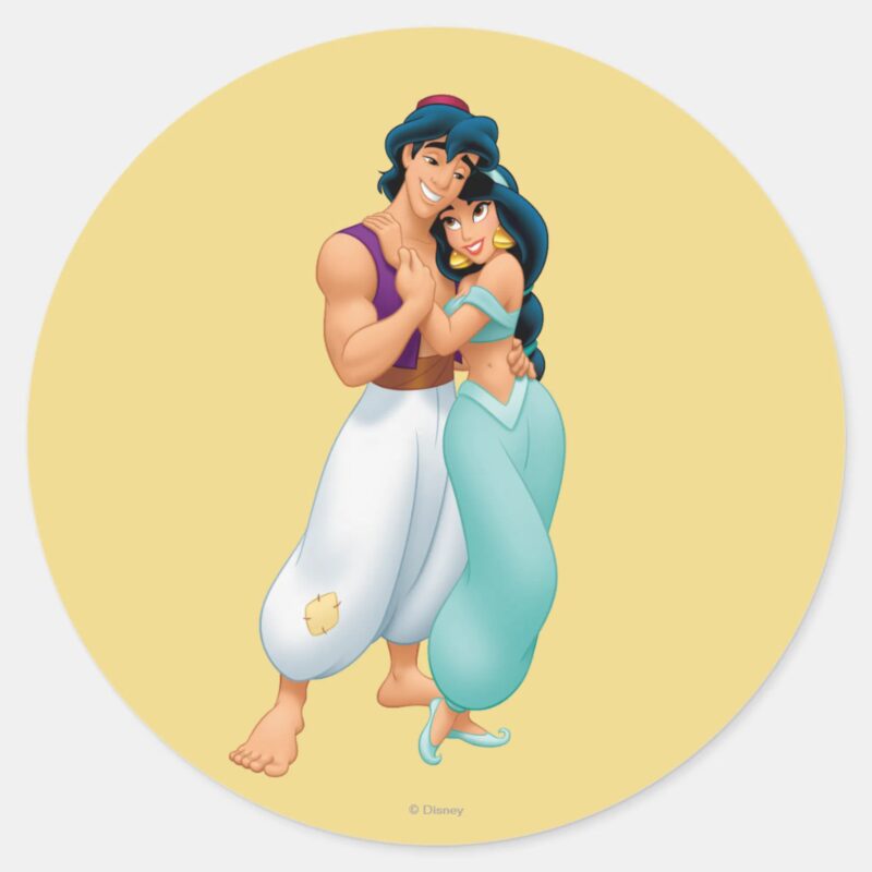 Aladdin And Jasmine Hugging 2 Classic Round Sticker Aladdin And Jasmine Hugging 2 Classic Round Sticker