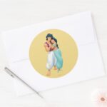 Aladdin And Jasmine Hugging 2 Classic Round Sticker