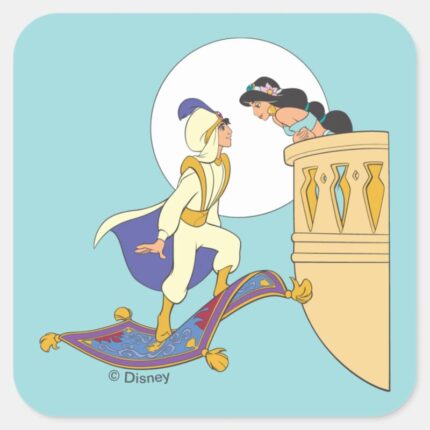 Aladdin And Jasmine Square Sticker