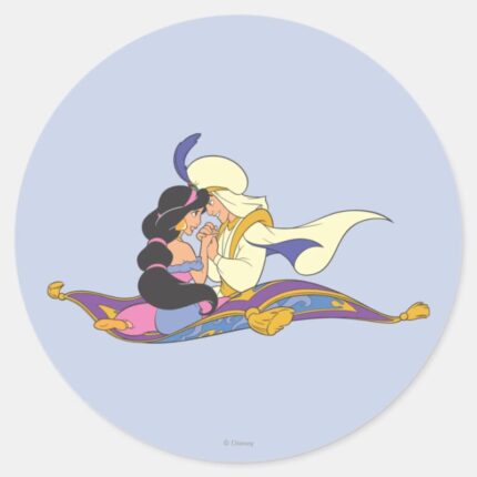 Aladdin And Jasmine On Magic Carpet Classic Round Sticker
